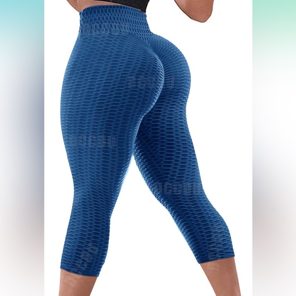 Pants - Booty Shaping Capri Length Leggings, Blue, Size XL